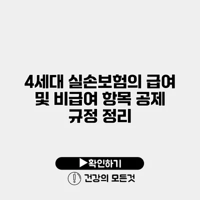 4세대 실손보험의 급여 및 비급여 항목 공제 규정 정리