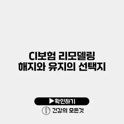 CI보험 리모델링 해지와 유지의 선택지
