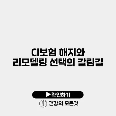 CI보험 해지와 리모델링 선택의 갈림길