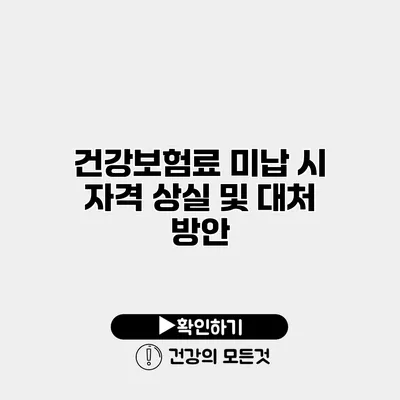 건강보험료 미납 시 자격 상실 및 대처 방안