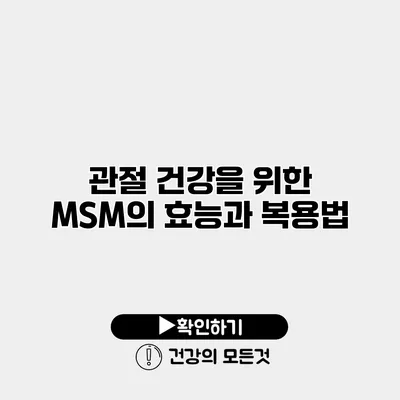 관절 건강을 위한 MSM의 효능과 복용법