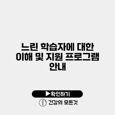느린 학습자에 대한 이해 및 지원 프로그램 안내