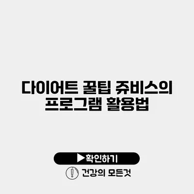 다이어트 꿀팁 쥬비스의 프로그램 활용법