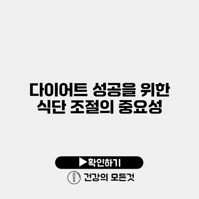 다이어트 성공을 위한 식단 조절의 중요성