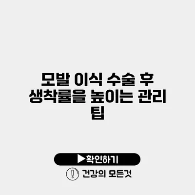 모발 이식 수술 후 생착률을 높이는 관리 팁