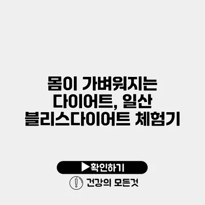 몸이 가벼워지는 다이어트, 일산 블리스다이어트 체험기