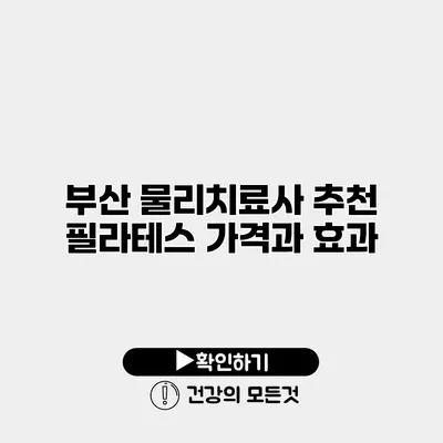 부산 물리치료사 추천 필라테스 가격과 효과