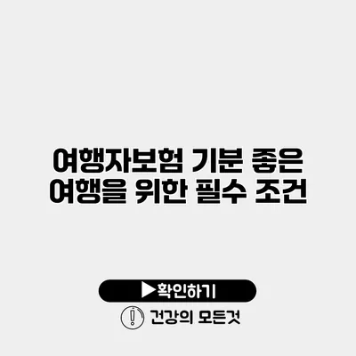 여행자보험 기분 좋은 여행을 위한 필수 조건