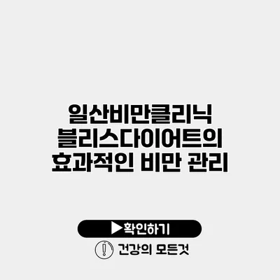 일산비만클리닉 블리스다이어트의 효과적인 비만 관리