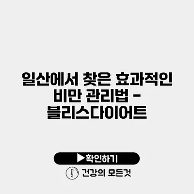 일산에서 찾은 효과적인 비만 관리법 - 블리스다이어트