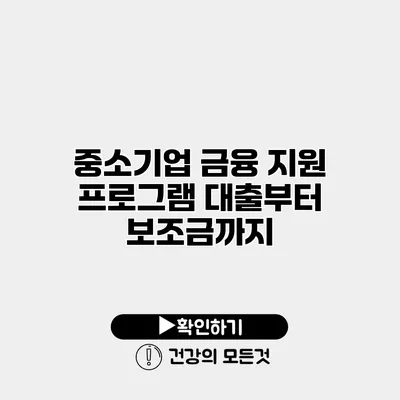 중소기업 금융 지원 프로그램 대출부터 보조금까지