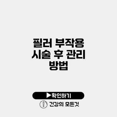 필러 부작용 시술 후 관리 방법