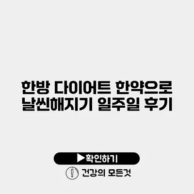 한방 다이어트 한약으로 날씬해지기 일주일 후기