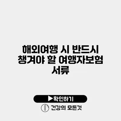해외여행 시 반드시 챙겨야 할 여행자보험 서류