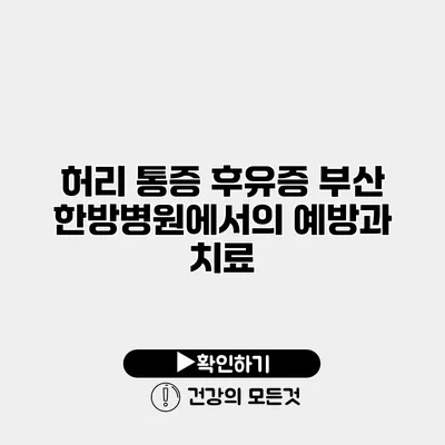 허리 통증 후유증 부산 한방병원에서의 예방과 치료