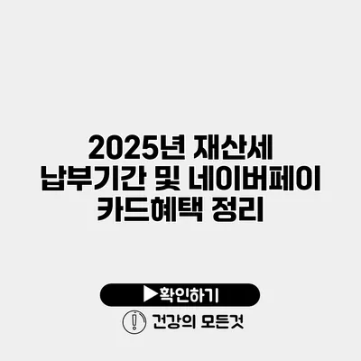 2025년 재산세 납부기간 및 네이버페이 카드혜택 정리