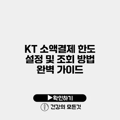 KT 소액결제 한도 설정 및 조회 방법 완벽 가이드