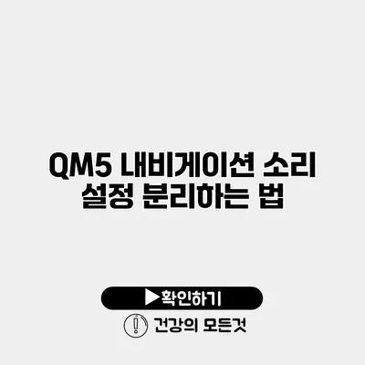 QM5 내비게이션 소리 설정 분리하는 법