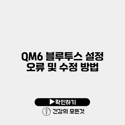 QM6 블루투스 설정 오류 및 수정 방법