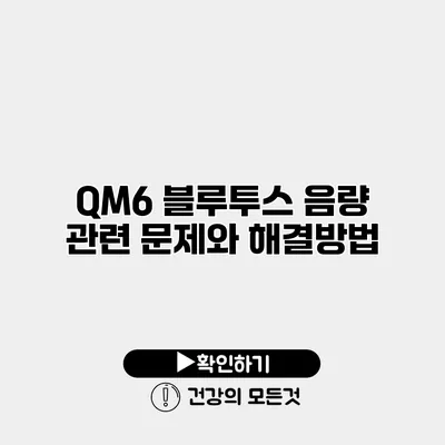 QM6 블루투스 음량 관련 문제와 해결방법