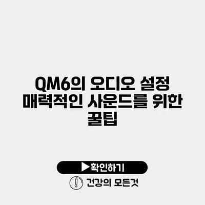 QM6의 오디오 설정 매력적인 사운드를 위한 꿀팁