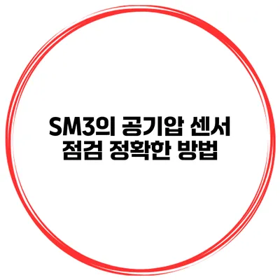 SM3의 공기압 센서 점검 정확한 방법