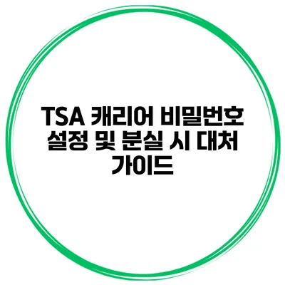 TSA 캐리어 비밀번호 설정 및 분실 시 대처 가이드