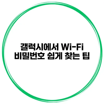 갤럭시에서 Wi-Fi 비밀번호 쉽게 찾는 팁