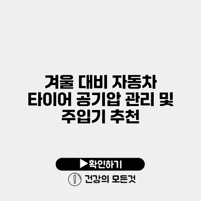 겨울 대비 자동차 타이어 공기압 관리 및 주입기 추천