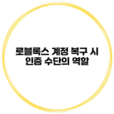 로블록스 계정 복구 시 인증 수단의 역할