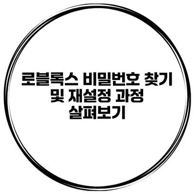 로블록스 비밀번호 찾기 및 재설정 과정 살펴보기