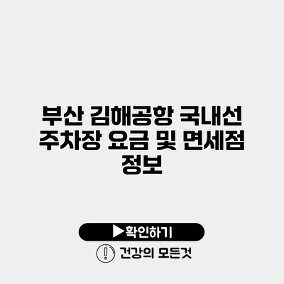 부산 김해공항 국내선 주차장 요금 및 면세점 정보