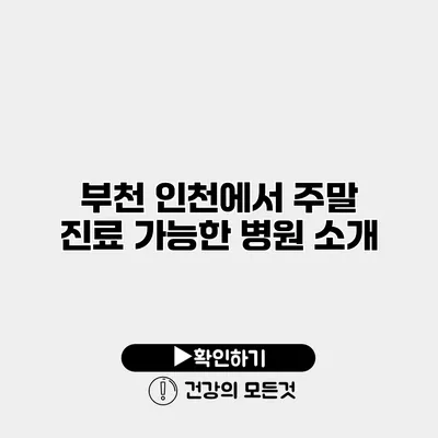 부천 인천에서 주말 진료 가능한 병원 소개
