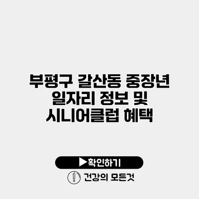 부평구 갈산동 중장년 일자리 정보 및 시니어클럽 혜택
