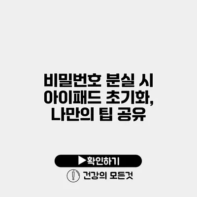 비밀번호 분실 시 아이패드 초기화, 나만의 팁 공유
