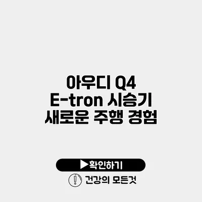 아우디 Q4 E-tron 시승기 새로운 주행 경험
