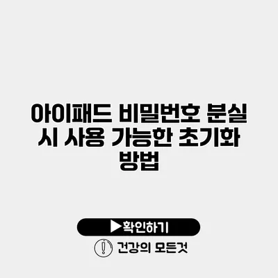 아이패드 비밀번호 분실 시 사용 가능한 초기화 방법