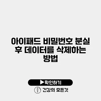 아이패드 비밀번호 분실 후 데이터를 삭제하는 방법