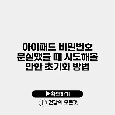 아이패드 비밀번호 분실했을 때 시도해볼 만한 초기화 방법
