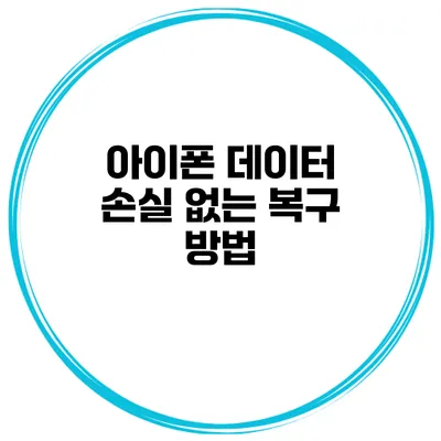 아이폰 데이터 손실 없는 복구 방법