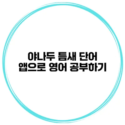 야나두 틈새 단어 앱으로 영어 공부하기