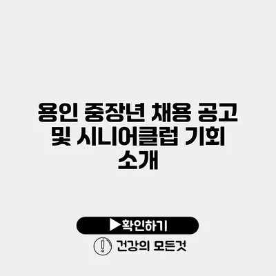용인 중장년 채용 공고 및 시니어클럽 기회 소개