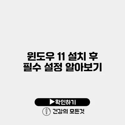 윈도우 11 설치 후 필수 설정 알아보기