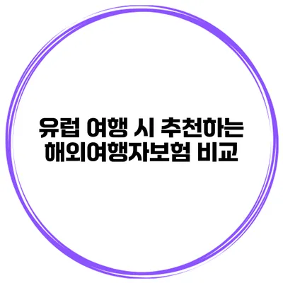 유럽 여행 시 추천하는 해외여행자보험 비교