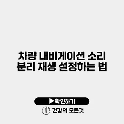 차량 내비게이션 소리 분리 재생 설정하는 법