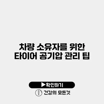 차량 소유자를 위한 타이어 공기압 관리 팁