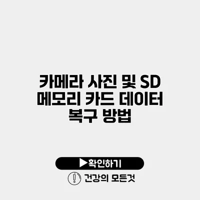 카메라 사진 및 SD 메모리 카드 데이터 복구 방법