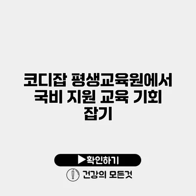 코디잡 평생교육원에서 국비 지원 교육 기회 잡기