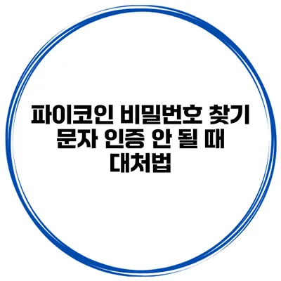 파이코인 비밀번호 찾기 문자 인증 안 될 때 대처법