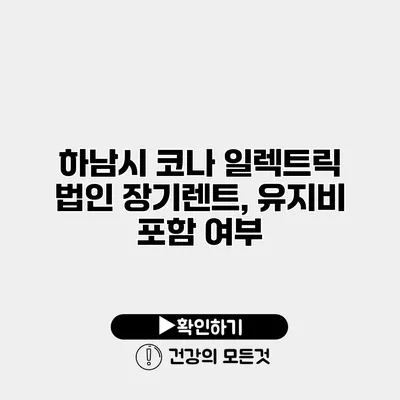 하남시 코나 일렉트릭 법인 장기렌트, 유지비 포함 여부